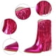 thumbnail image 3 of NECHOLOGY Botas Mujer Zapatos Botines mujer Botines de mujer a la moda nuevo patrón decoración de borlas tacón grueso puntiagudo zapatos cómodos Retro sin cordones para otoño e invierno (Red 9), 3 of 7