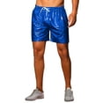 thumbnail image 4 of INSPIRE CHIC Metallic Short Pants for Mens Drawstring Elastic Waist Holographic Plaid Hot Shorts 28 Blue, 4 of 6