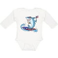 thumbnail image 3 of Inktastic Fourth of July Shark Surfing Boys or Girls Long Sleeve Baby Bodysuit, 3 of 5