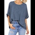 thumbnail image 2 of Camiseta Holgada Informal de Verano de Corta para Mujer. Gris Azulado S, 2 of 8