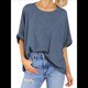 thumbnail image 2 of Camiseta Holgada Informal de Verano de Corta para Mujer. Gris Azulado S, 2 of 8