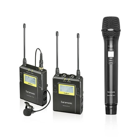 Saramonic UWMIC9 UHF Wireless Lavalier + Handheld Microphone System with Bodypack Transmitter + Lav Mic, Handheld Mic with Transmitter, Receiver, Shoe Mount, XLR/3.5mm