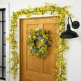 thumbnail image 2 of Northlight Daisy and Cosmos Floral Spring Wreath - 24" - Yellow and Blue, 2 of 6