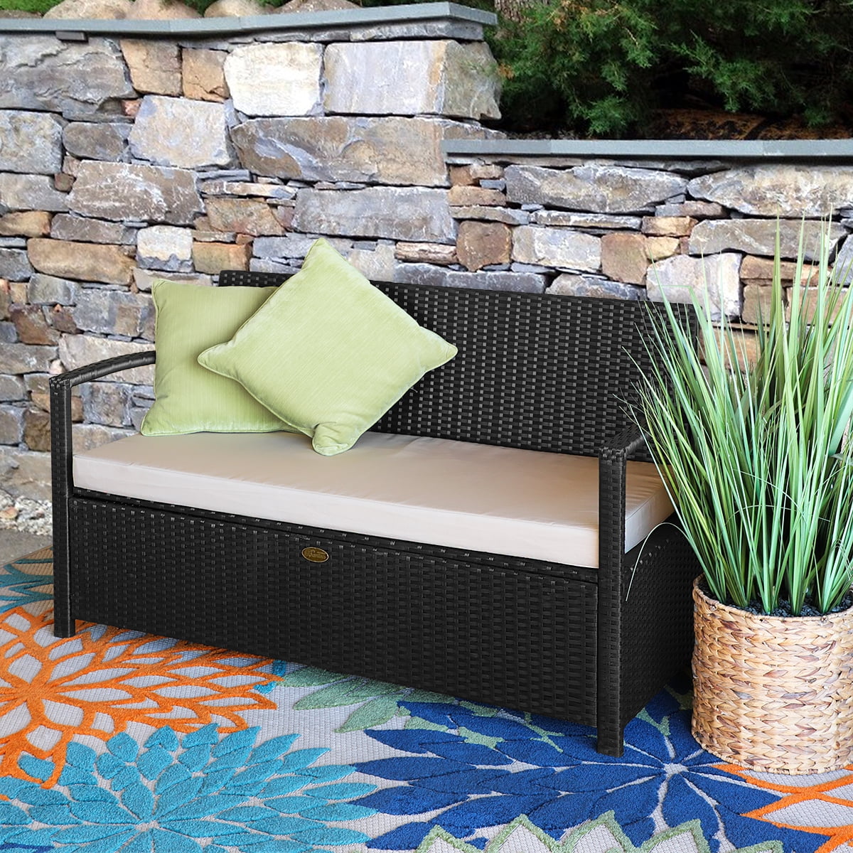2 In 1 Outdoor Deck Box Patio Storage, Outdoor Porch Seat With Storage