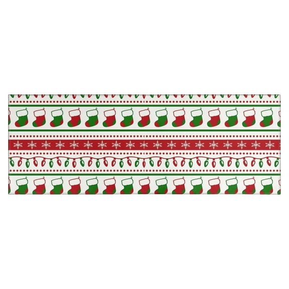 Red Christmas Stocking and Snowflake Pattern Kitchen Rug Mat,Kitchen Runner Rugs Non Skid Washable,Decorative Kitchen Floor Mats for Kitchen,Sink,Laundry,17"X47"