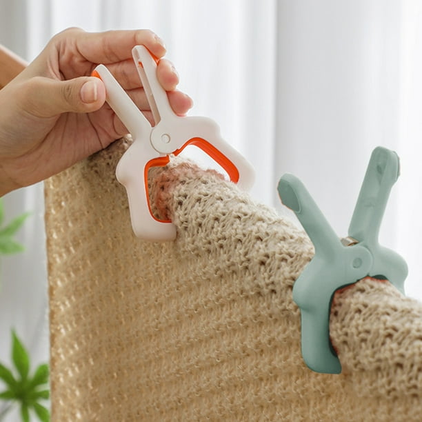 mfyjkho Pinzas de plástico antideslizantes para colchas, resistentes al viento, para secar sábanas, para el hogar, 9 x 6,5 x 1,5 cm, paquete de 4