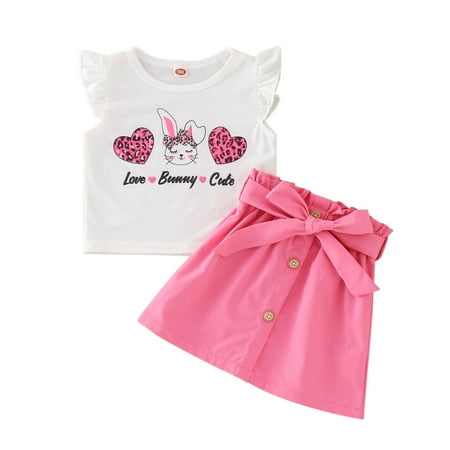 

KI-8jcuD Baby Girl Rompers 9-12 Months Toddler Girls Easter Fly Sleeve Love Cartoon Prints Tops Summer Bow Tie Buttons Skirts Outfits Clothes Crop Shy Girl Clothes Fall Clothes For Teen Girls Childr