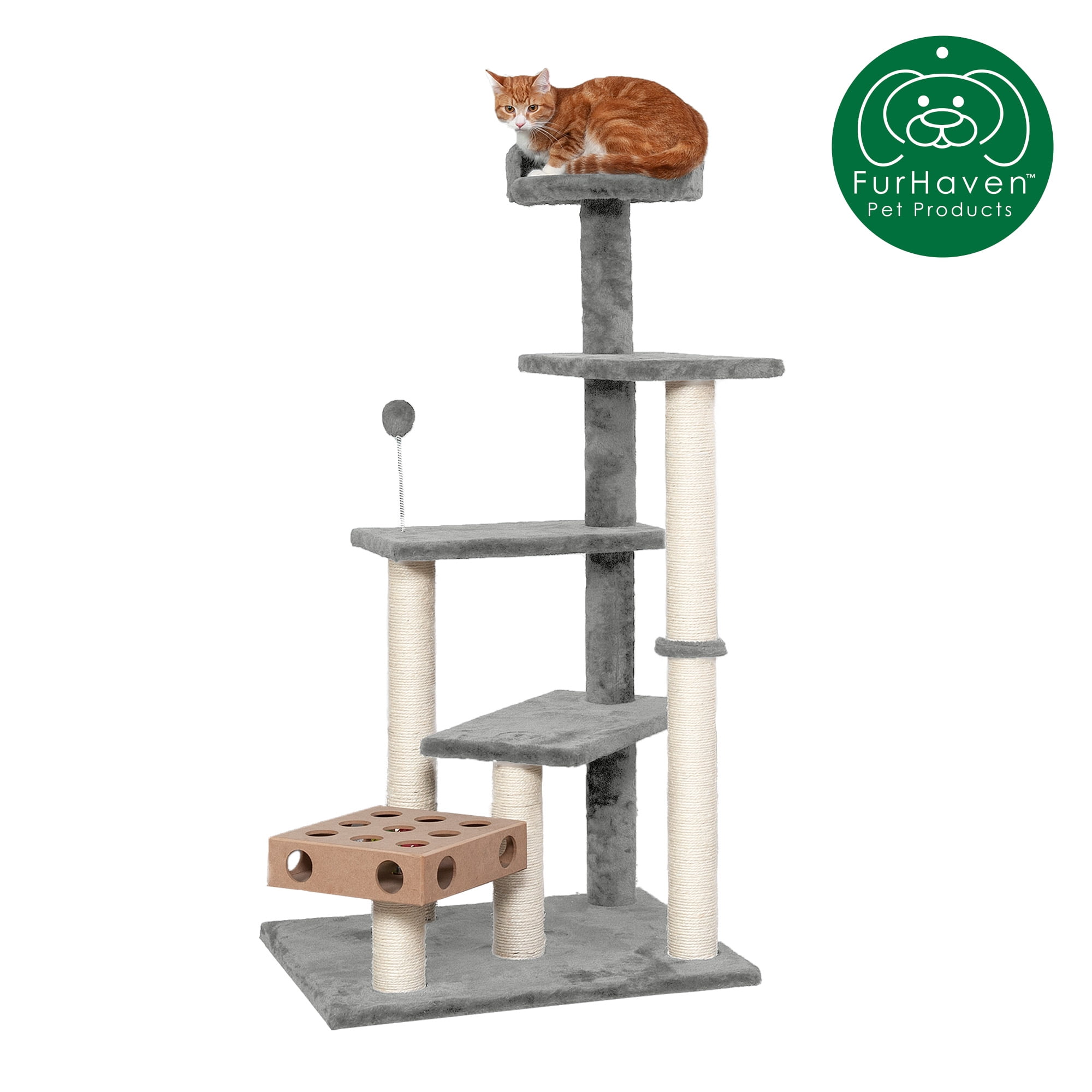 FurHaven Pet Products Cat Furniture Play Stairs with CatIQ Busy Box