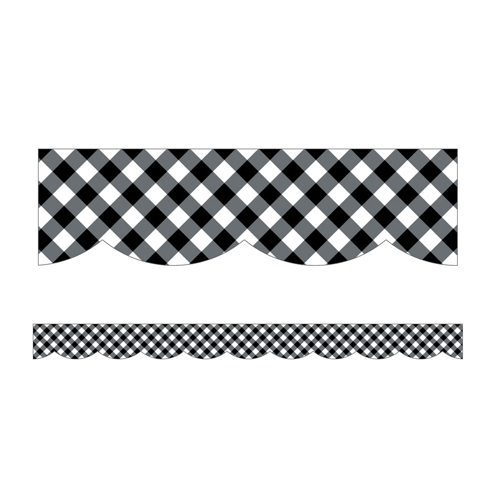 Schoolgirl Style Black and White Gingham Bulletin Board Borders