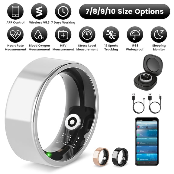 Imountek Smart Ring Fitness & Wellness Tracker, Wireless 5.3 Sleep Monitor Ring, IP68 Waterproof, 7-Day Battery, Lightweight for Men Women, Sizes 7-10