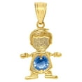 thumbnail image 2 of Pendentif Garçon/fils en Or Jaune 14k avec Zircon Cubique Taille Ronde Pierre de Naissance de Décembre avec Chaîne de Blé Carrée, 2 of 3