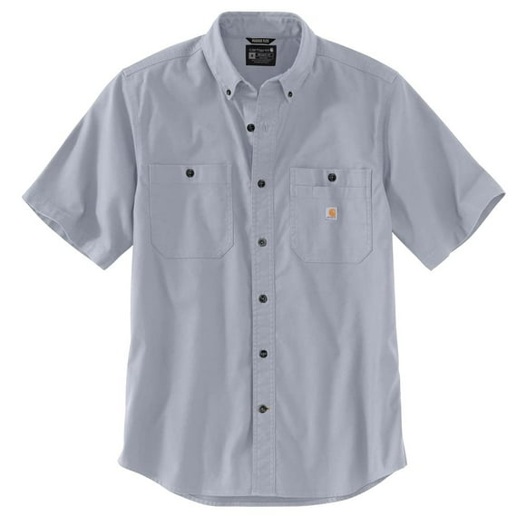 Carhartt Men's Rugged Flex Relaxed Fit Midweight Canvas Short-Sleeve Shirt, Seacliff, Medium