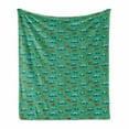 thumbnail image 1 of Animal Soft Flannel Fleece Throw Blanket, Polygon Abstract Deer Fox Bear Mountains Illustration, Cozy Plush for Indoor and Outdoor Use, 60" x 80", Sea Green Dark Turquoise, by Ambesonne, 1 of 5