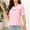 Pink, variant on Olyvenn Womens Eyelet T-Shirt Solid Color Short Sleeve Crew Neck Hollowing Out Design Sexy Elegant Ladies T Shirt Black M