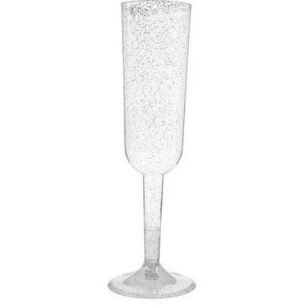 Silver Glitter Champagne Flutes (4)