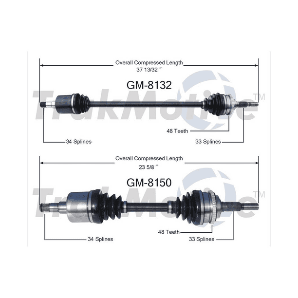 TrakMotive Front CV Axle CV Joint Shaft Assembly Assembly For Chevrolet