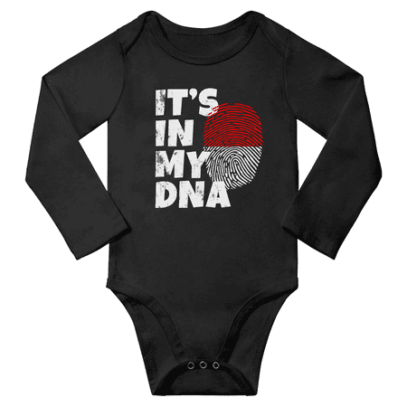 

It s In My Indonesian DNA Baby Long Sleeve Bodysuits Unisex Gifts (Black 24 Months)