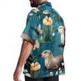 thumbnail image 3 of Platypus Men's Short Sleeve Poplin Shirt, Casual Button Down Shirts, Printed Summer Beach Shirt, Unisex Casual Button Down Top, 3 of 6