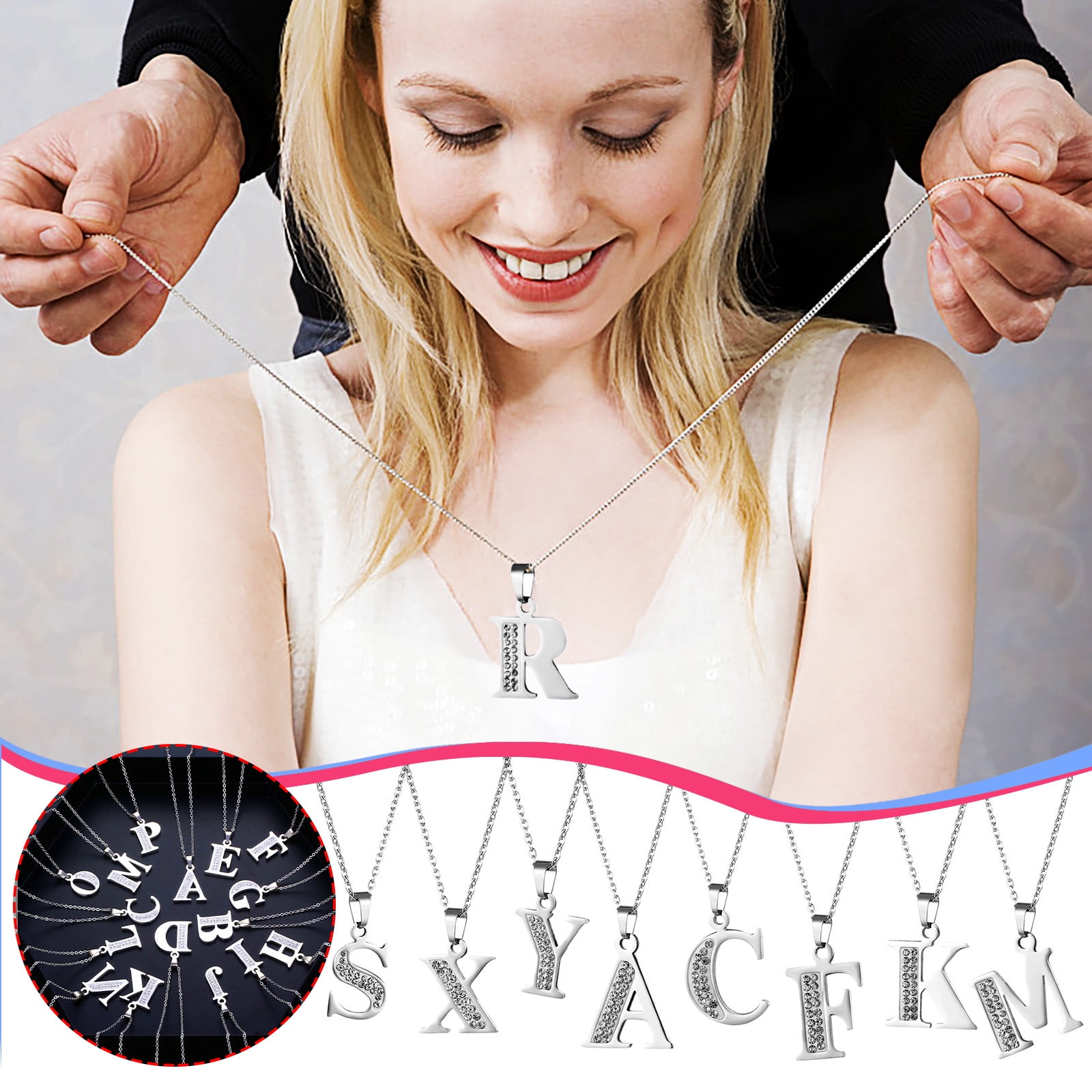 26 Letters Necklace Diamond Fashion Accessories Gifts For Lover's