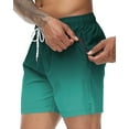 thumbnail image 2 of Tyhengta Men's Swim Trunks Gradient Color Quick Dry Beach Shorts with Zipper Pockets and Mesh Lining Green 40, 2 of 6