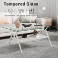 thumbnail image 3 of Holaki Rectangle Glass Coffee Table with Tempered Glass, Modern Center Table with Storage Shelf & Iron Legs for Living Room, 3 of 8