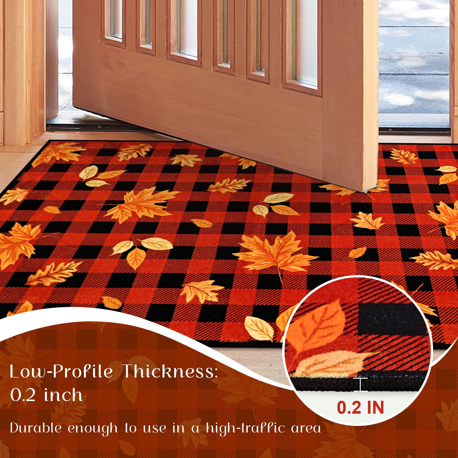 Bleum Cade Fall Area Rugs 2x3 Entryway Rug,Maple Leaf Non Slip Washable Door Mat Outdoor Indoor Welcome Mat for Entrance