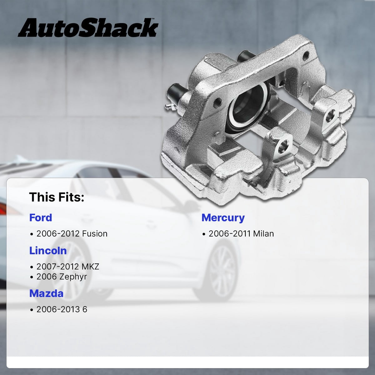 AutoShack Front Brake Caliper for Ford, Mazda, Lincoln & Mercury, Fusion 2006-2012 6 2006-2013 MKZ 2007-2012 Milan 2006-2011 Zephyr 2006, AWD FWD L4 2.3L 2.5L V6 3.0L 3.5L 3.7L, Right