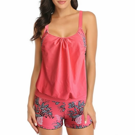 Durtebeua Bikini Set for Women V Neck High Waisted 2 Piece Bathing Suits Ditsy Floral Two Piece Sets Bathing Suit Color Block Bandeau Swim Top Gift for her
