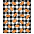 thumbnail image 2 of Pumpkin Blanket Buffalo Plaid Gifts for Women Kids Girls Men Home Bedroom Living Room Decor Soft Cozy Fall Harvest Thanksgiving Halloween Throw Blanket Black and White Check 50"x60", 2 of 6