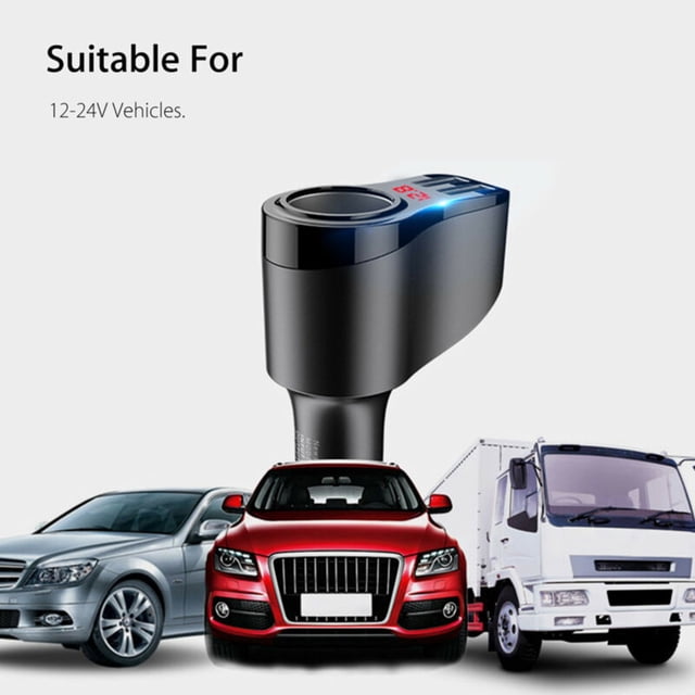 Cargador de coche, cargador de coche, toma de encendedor de cigarrillos con dos puertos USB, divisor de dos puertos USB, mayor durabilidad