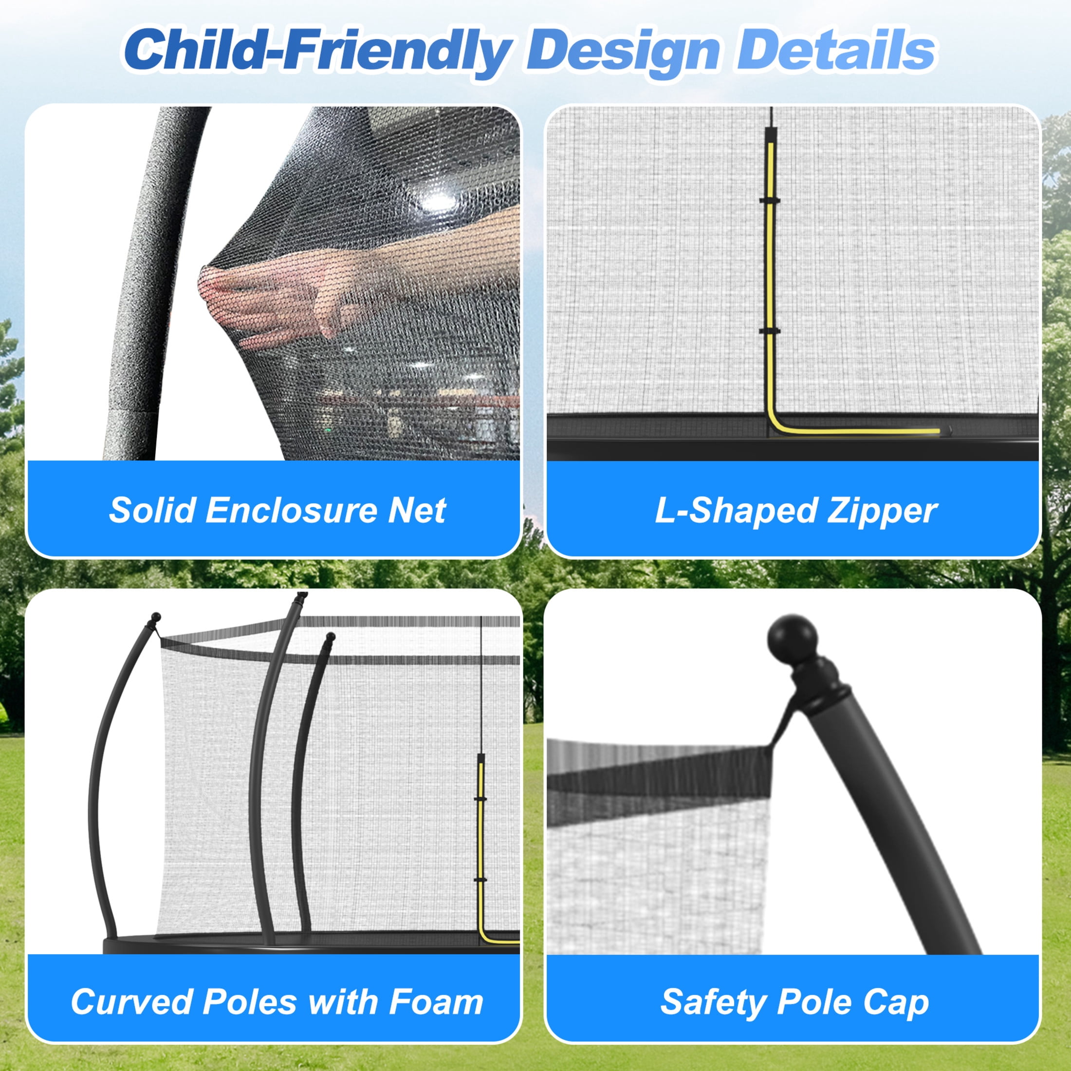 Noble House 16FT Outdoor Trampoline for Kids, Adults with Basketball Hoop, Enclosure Net and Ladder, Black