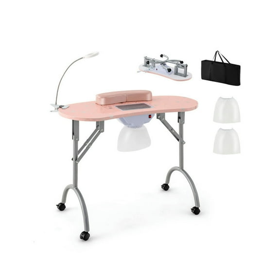 YYAo Manicure Nail Table with Bendable USB-plug LED Table Lamp-Pink