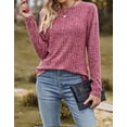thumbnail image 3 of Women Top Tunic Sweater 2XL Pullover Ribbed Knit Comfort Lady Long Sleeve Autumn Daily Loungewear Relaxed Fit Stripe Cogild, 3 of 5