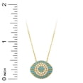 thumbnail image 2 of Gold Puffed Evil Eye Pendant with Turquoise and Cubic Zirconia - 14 Karat Solid Gold - Adjustable Chain, 2 of 2