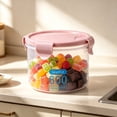 thumbnail image 5 of JHyouerji Clear Plastic Storage Canister Pink Stackable Dry Food Container Jar for Pantry Grains Nuts Cereals Snacks and Kitchen Organization, 5 of 6