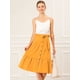 thumbnail image 4 of Falda A Media Pierna Allegra K Con Volantes De Gasa Con Cinturón Y Cintura Alta Vintage Amarillo L, 4 of 6