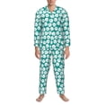 thumbnail image 3 of Picia Green Baseball Pattern Men’s Long-Sleeve Sleepwear Set - Soft 2-Piece Loungewear with Pockets, Comfy PJs for Relaxing Nights-Large, 3 of 7