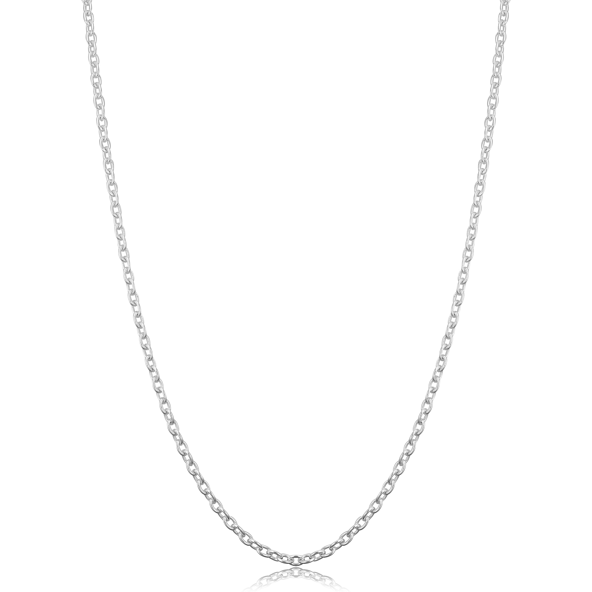 925 Sterling Silver Jewelry: Classic Cable Chain Necklace (2.1 mm