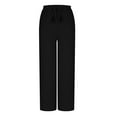 thumbnail image 7 of Fesfesfes Women's Flowy Full-Length Trousers Solid Color Lightweight Wide Leg Work Dress Pants with Pockets Casual Indoor Business Pants(Black#3,XL), 7 of 7