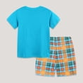 thumbnail image 4 of UngA Toddler Boy Summer Clothes 2T 3T 4T 5T Kids Truck Embroidery Short Sleeve T-Shirt Tops and Plaid Shorts Set Toddler Boy Outfit (Blue,3-4 Years), 4 of 7