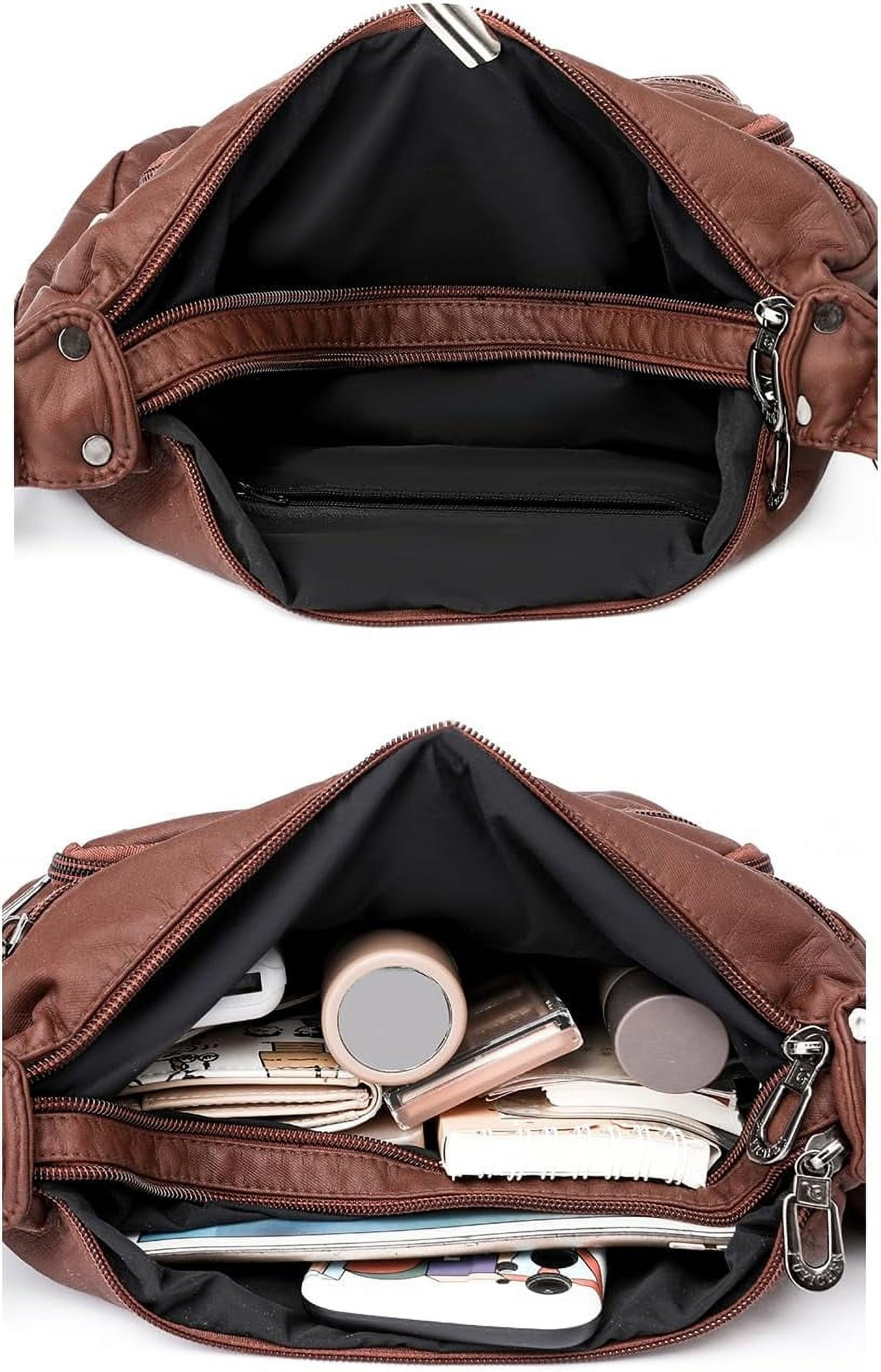 Tote Shoulder Handbags for Women, Soft Leather Crossbody Adjustable Handle Purse with Zip Closure for Shopping Travel