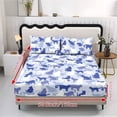 thumbnail image 2 of COEQINE Fitted Sheet & Pillowcase Set, Comfort Wrinkle Free Bed Sheets Set Fade Resistant Easy Care Bottom Bedsheet Snug Fit for Queen Size Bed, Blue Camo Cat Print, 2 of 5