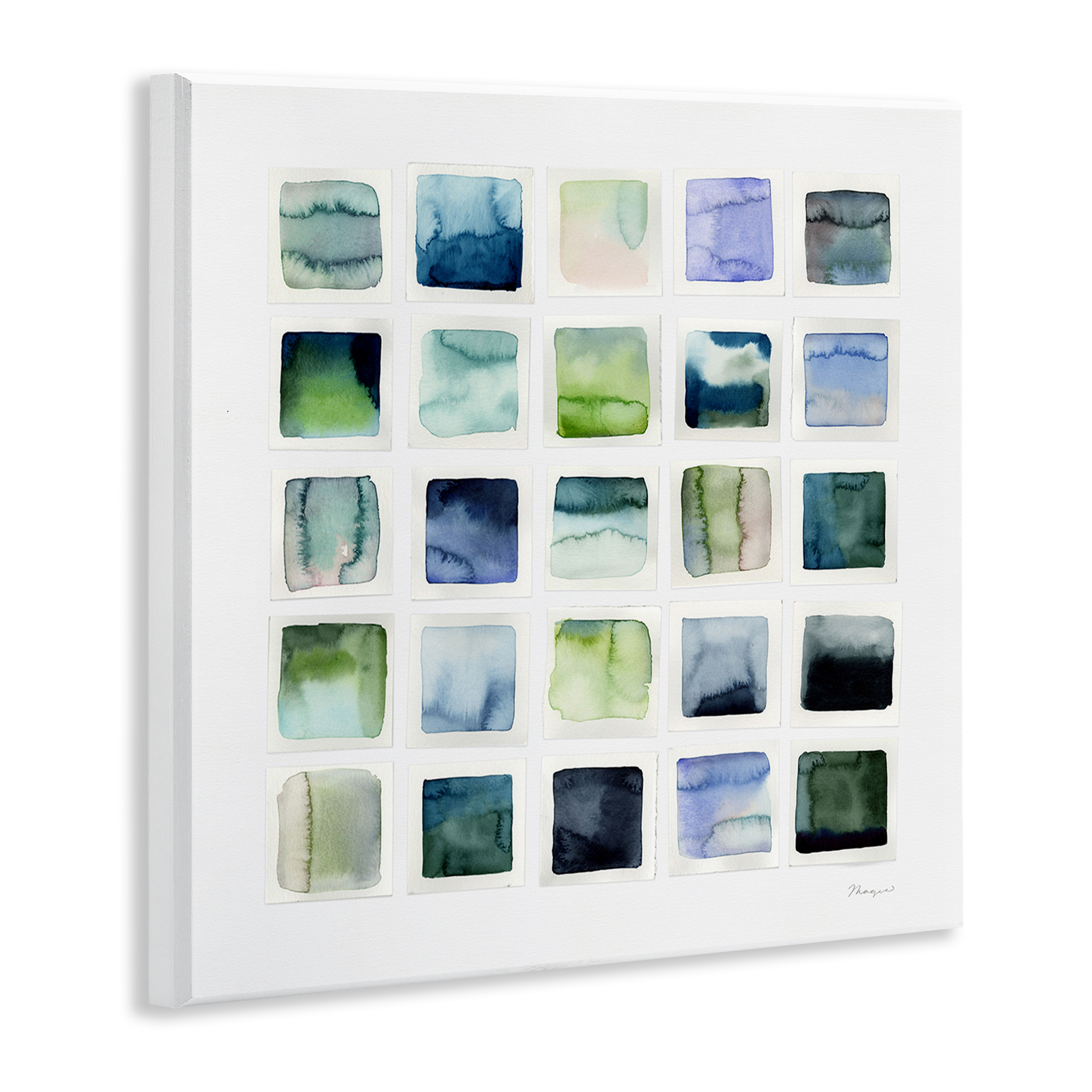 Stupell Industries Watercolor Patterned Squares Abstract Painting Unframed Art Print Wall Art, 12 x 12