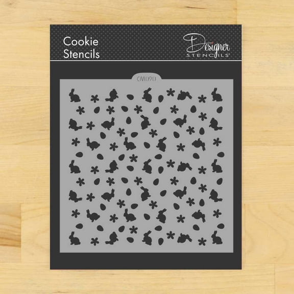 Bunnies and Flowers Miniprint Cookie and Craft Stencil CM090 by Designer Stencils