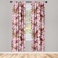 thumbnail image 3 of Ambesonne Floral Curtains, Japanese Botanical Pattern, Pair of 28"x95", Redbrown and Pastel Pink, 3 of 5