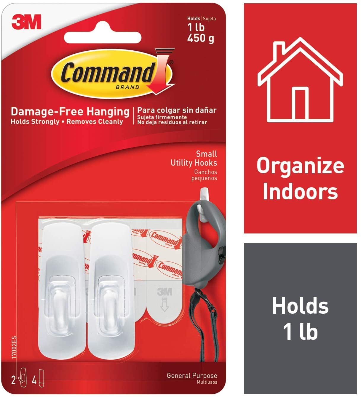 3M Command Damage Free Small Metal Hook Bright Chrome Finish Holds up to 450g