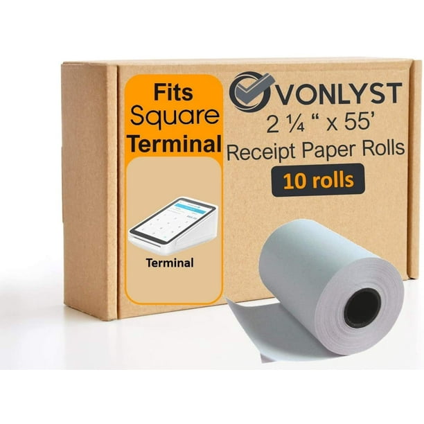 Rouleau de papier de reçu Vonlyst pour machine à carte de crédit Square  Terminal (10 rouleaux) 