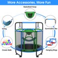 thumbnail image 5 of YORIN Trampoline for Kids, 66'' Mini Trampoline for Toddlers with Swing, Enclosure Net and Basketball Hoop, 5.5FT Indoor/Outdoor Kids Round Trampoline with Adjustable Gymnastics Bars, Gifts for Kids, 5 of 7