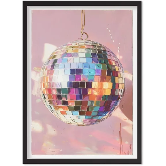 Hand Drawn Disco Ball Painting Printable Wall Art For Home Decor Pink Disco Ball, Matte Canvas Stretched, Posters for Room Bedroom Living Room Bathroom Wall Decor, Posters & Art Prints, Gift.