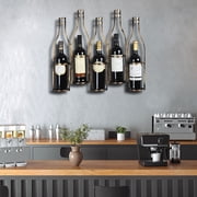 5 Compartments Wall Mounted Bronze Wine Rack Metal Storage Holder Display Stand Living Room Bedroom Kitchen